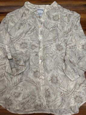 Bon Worth Beige Floral Button-Down Shirt